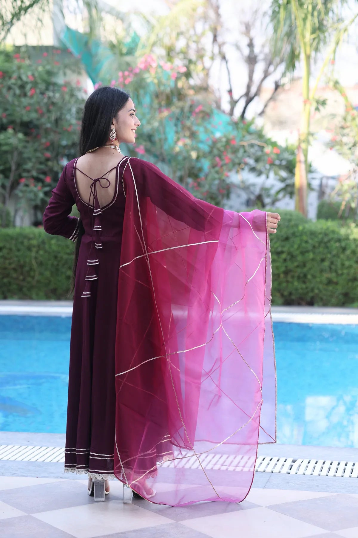 Mulberry Anarkali Suit Set
