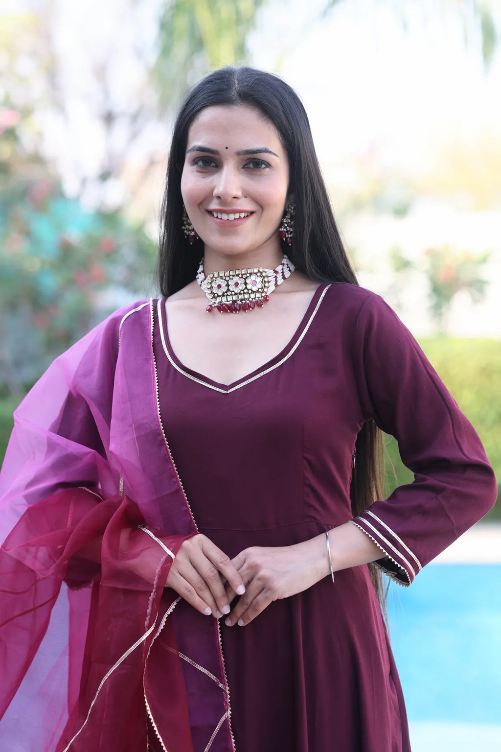 Mulberry Anarkali Suit Set