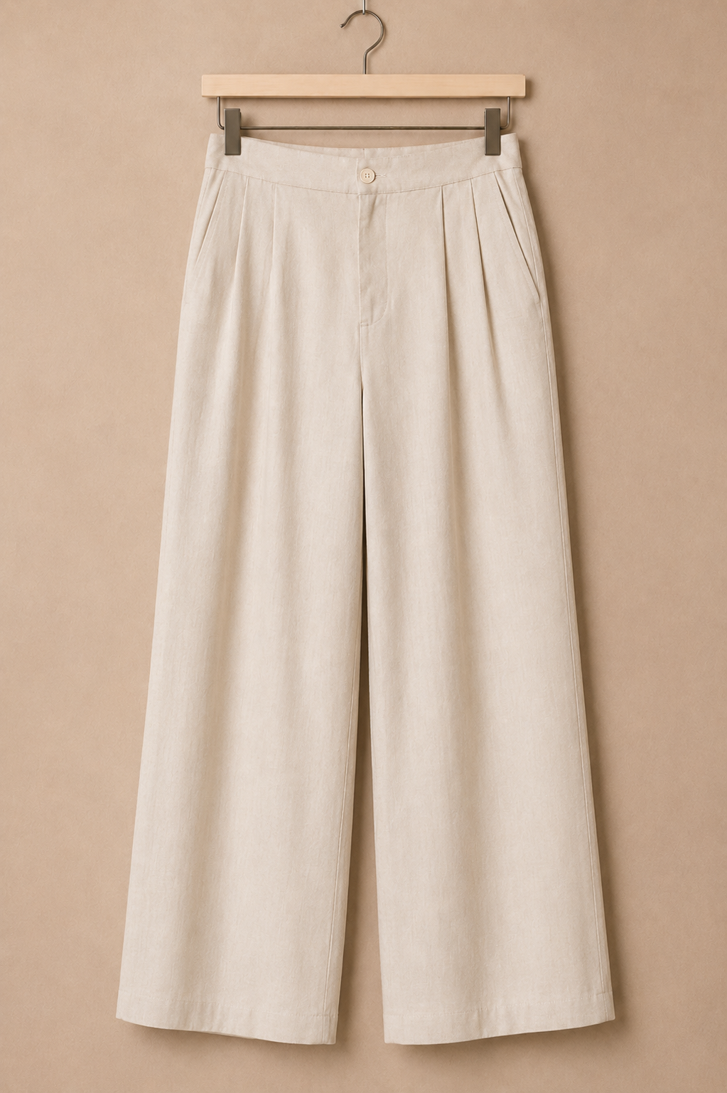 Off White High Rise Wide Leg Pleated Trousers for Women