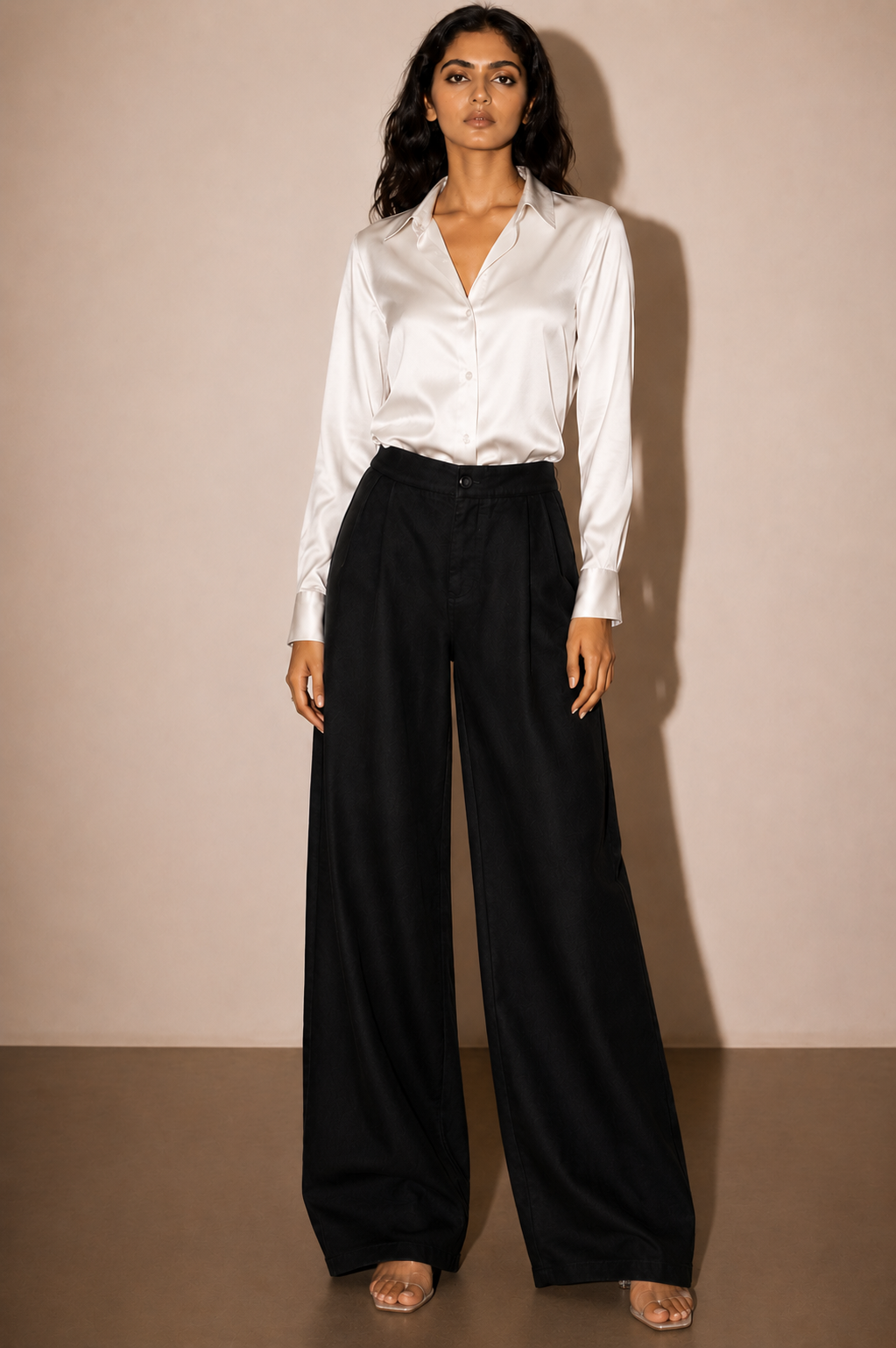 Women's Black Cotton Wide Leg Palazzo Pants