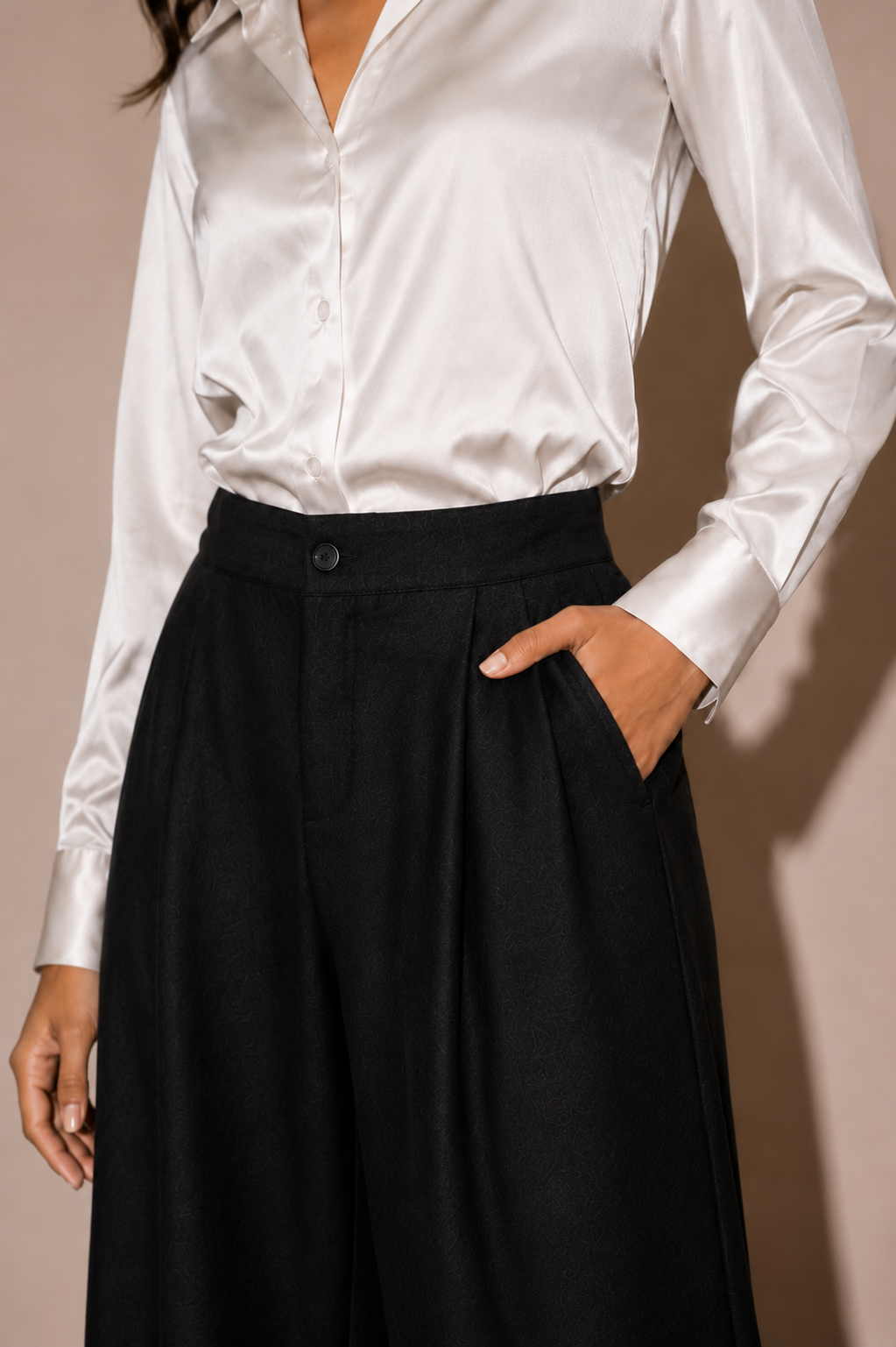 Women's Black Cotton Wide Leg Palazzo Pants