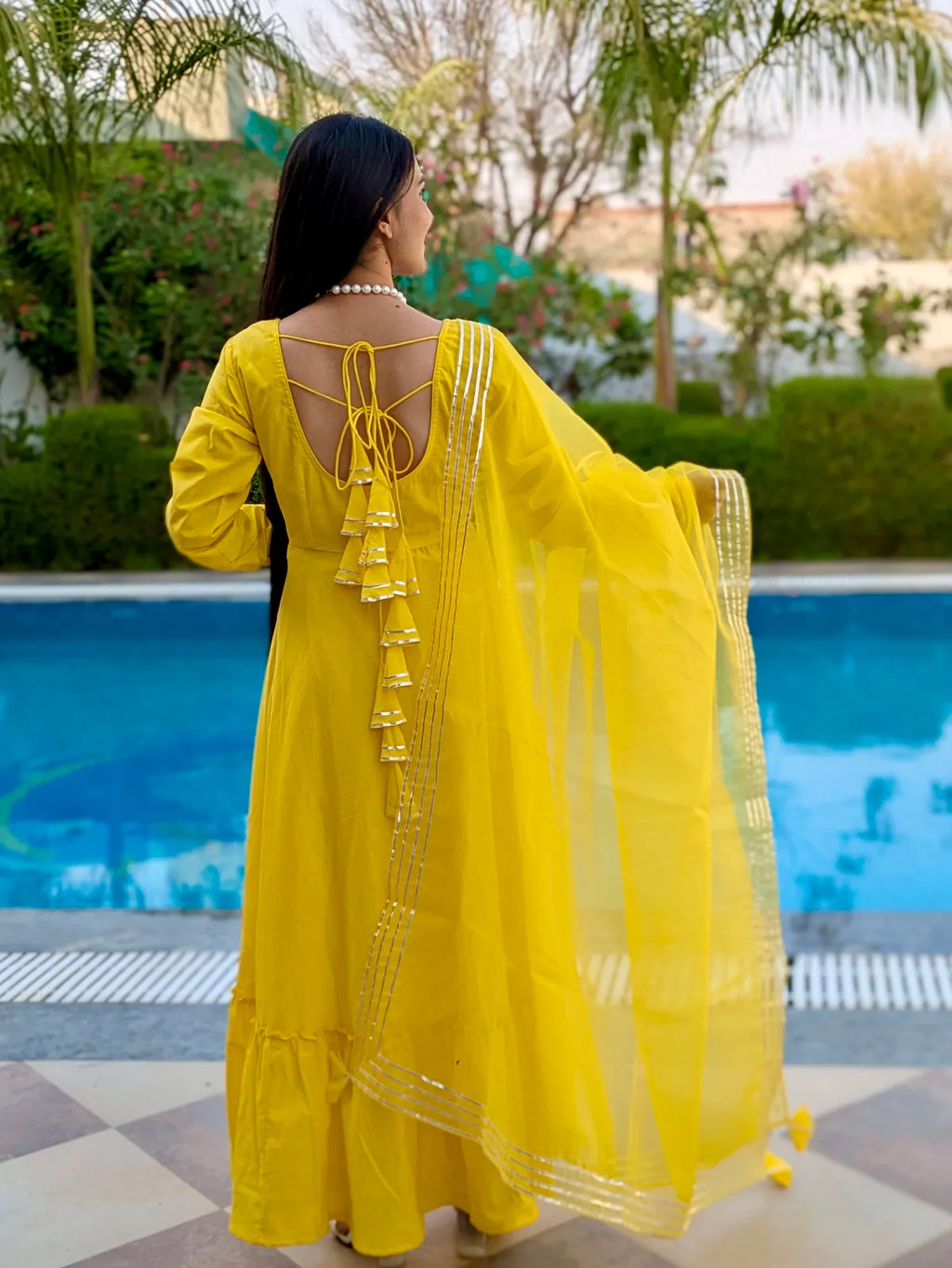 Marigold Anarkali Suit Set