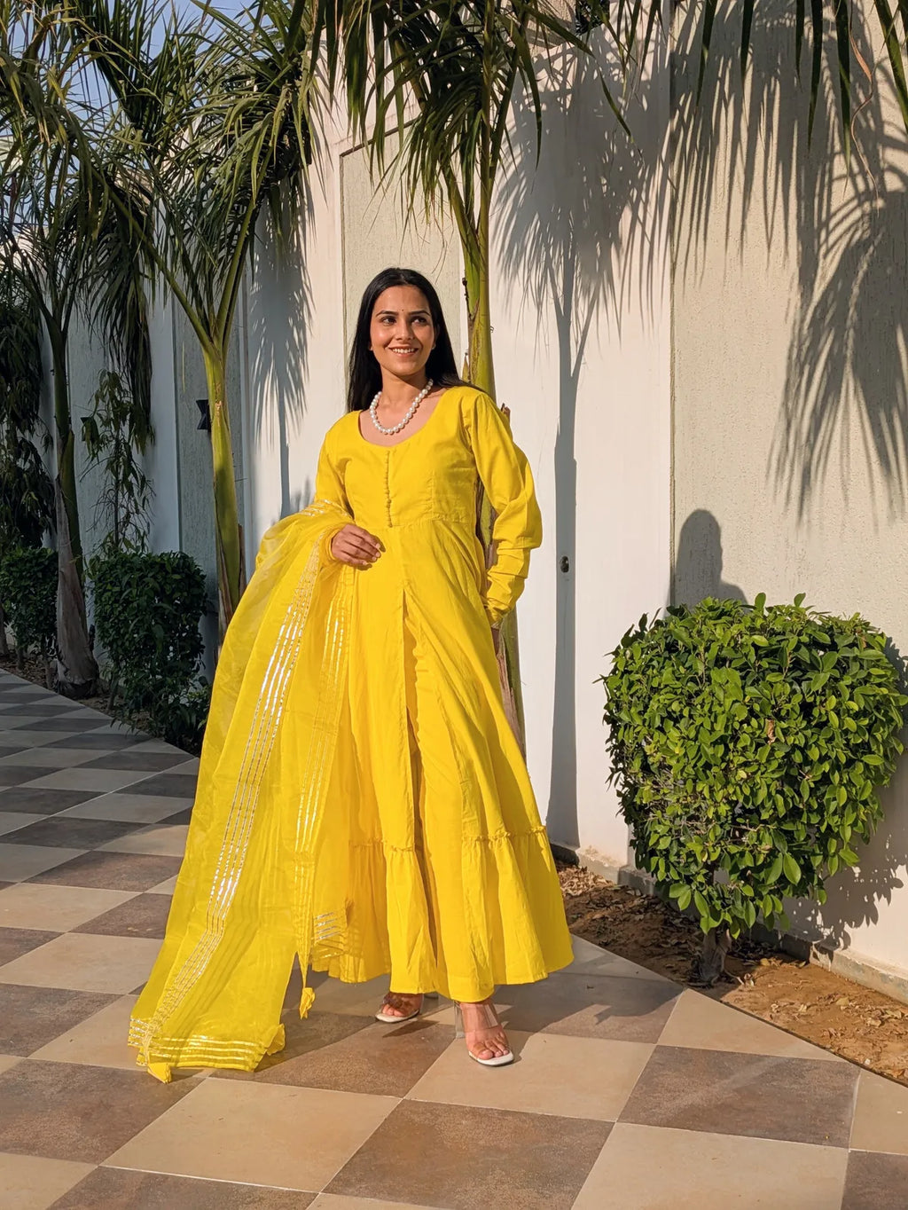 Marigold Anarkali Suit Set