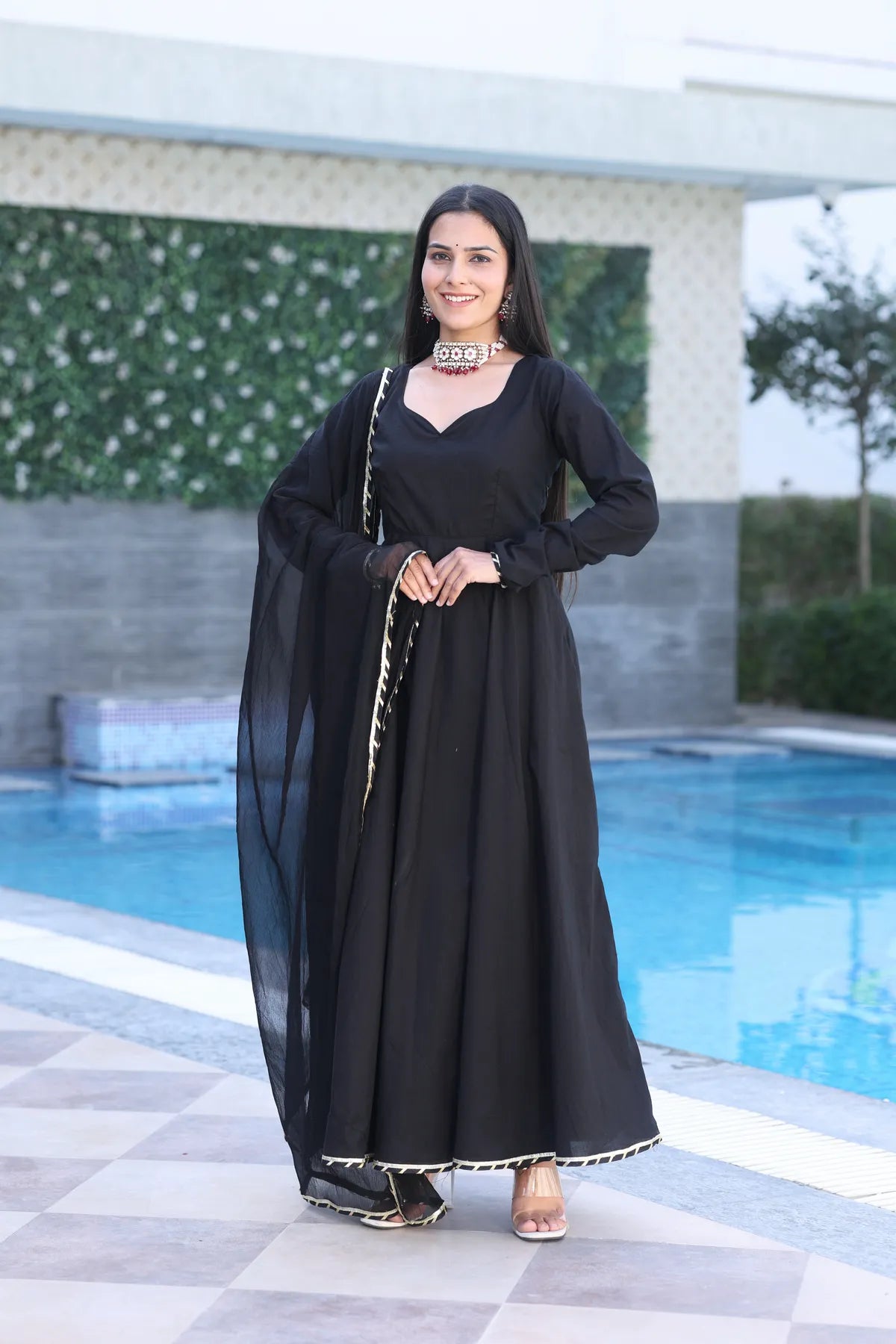 Black Tamsik Anarkali Suit Set