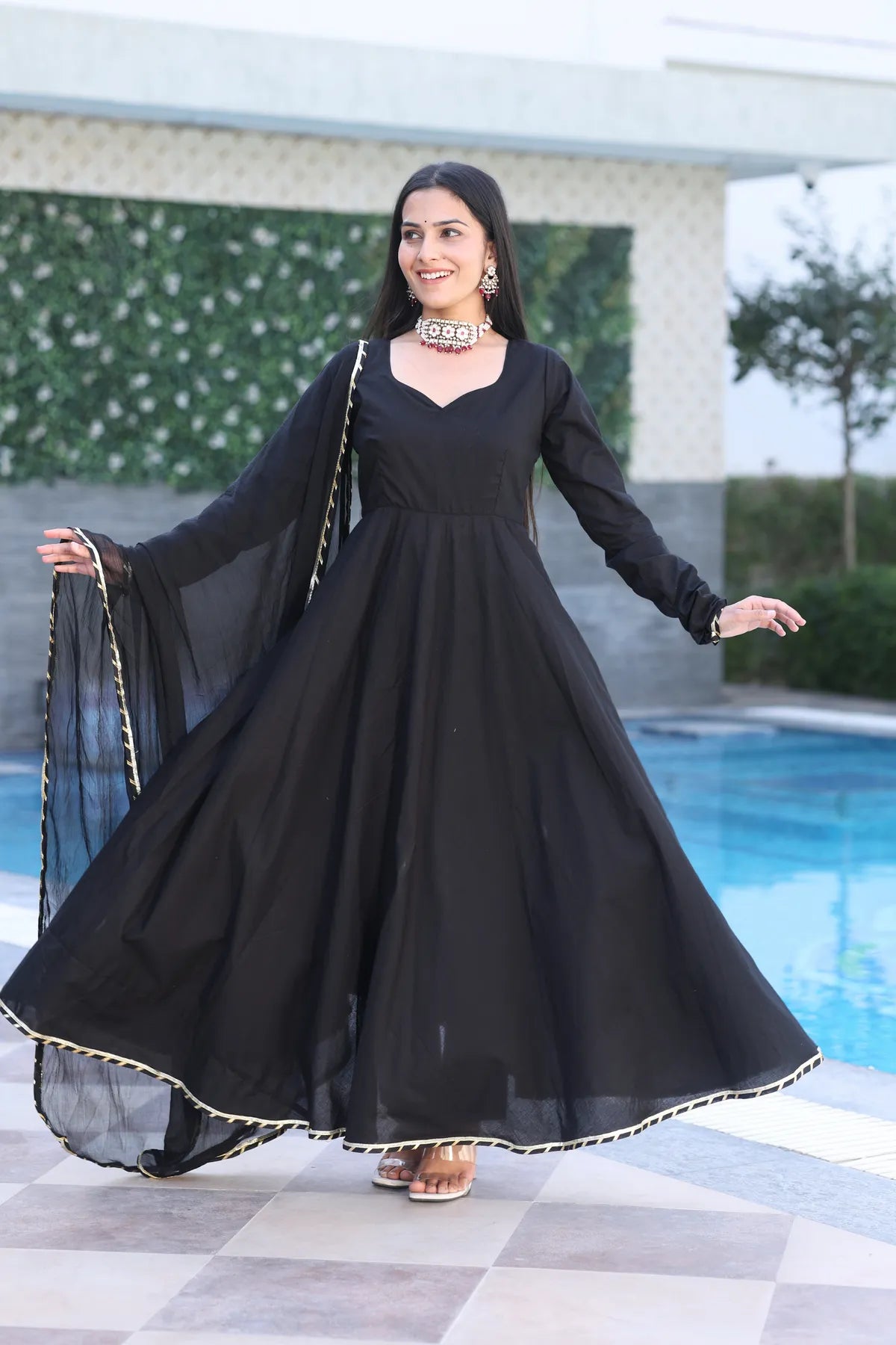 Black Tamsik Anarkali Suit Set