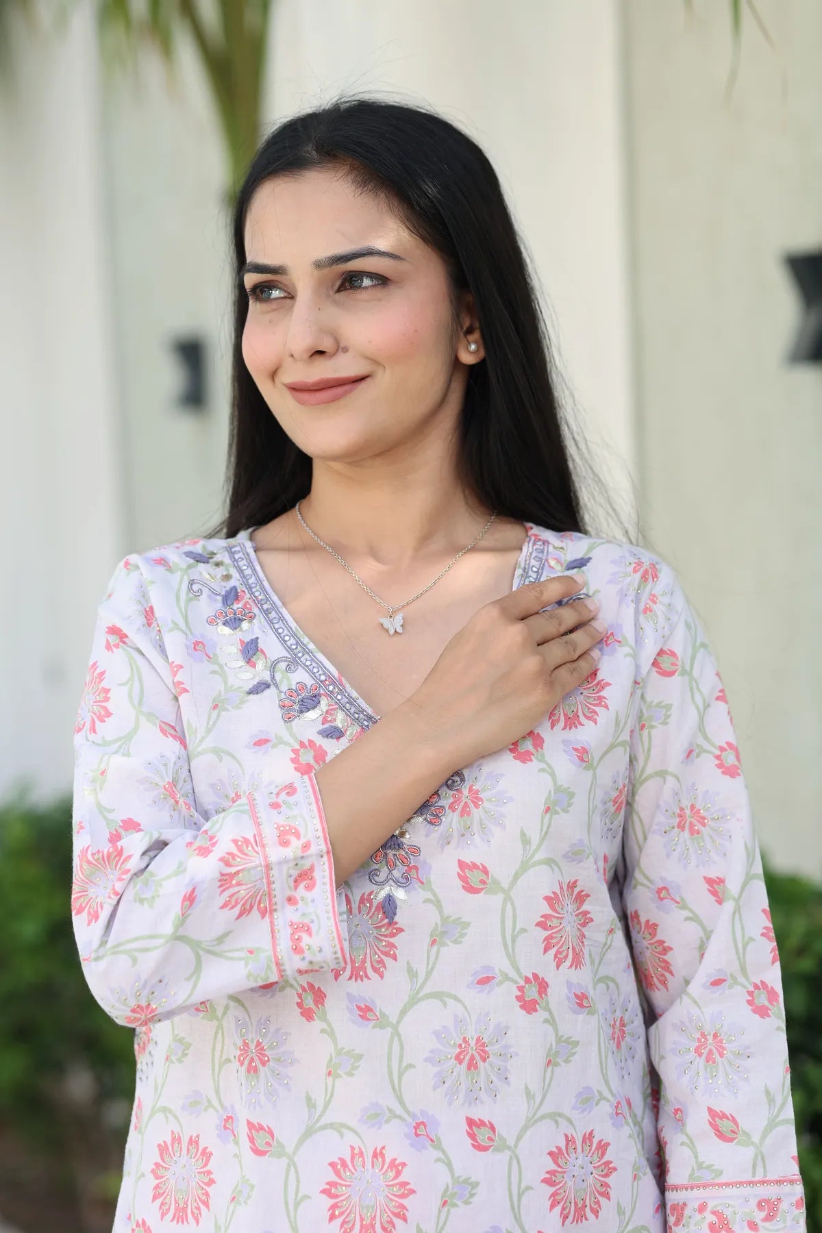 Lilac Floral Straight Suit Set