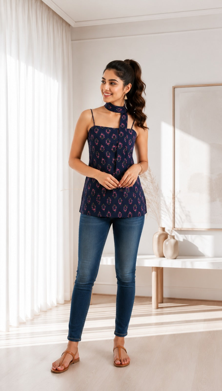 Floral Print Spaghetti Strap Camisole Top