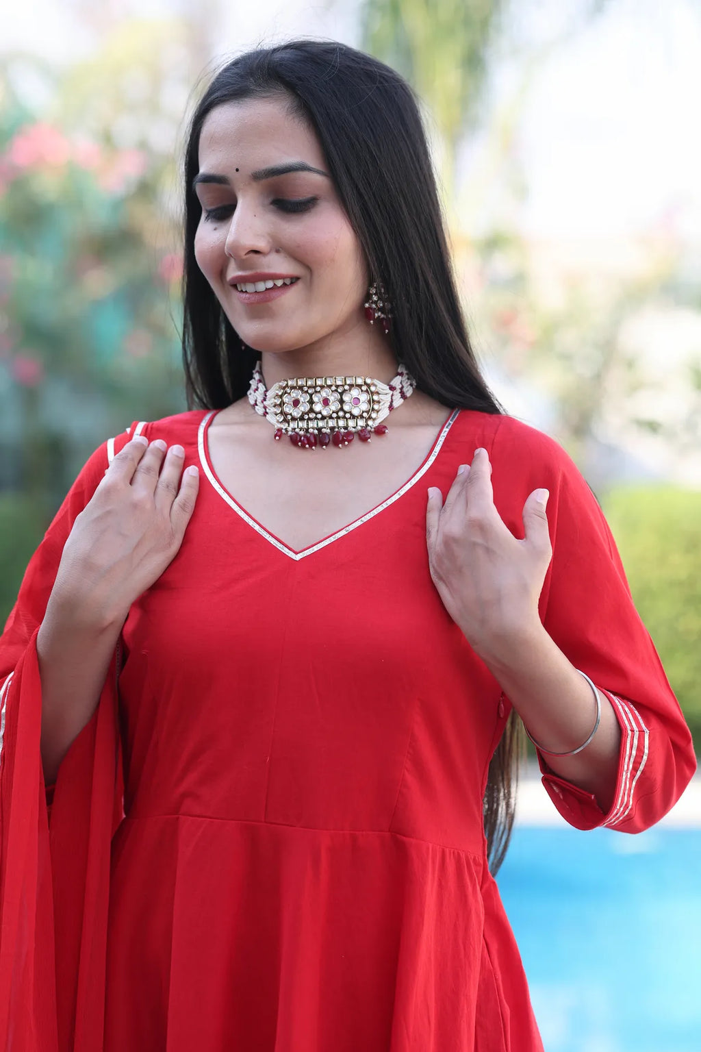 Surkh Lal Anarkali Suit Set