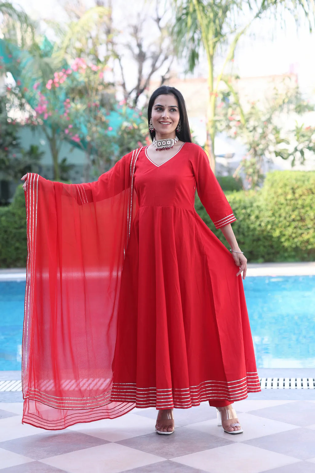 Surkh Lal Anarkali Suit Set