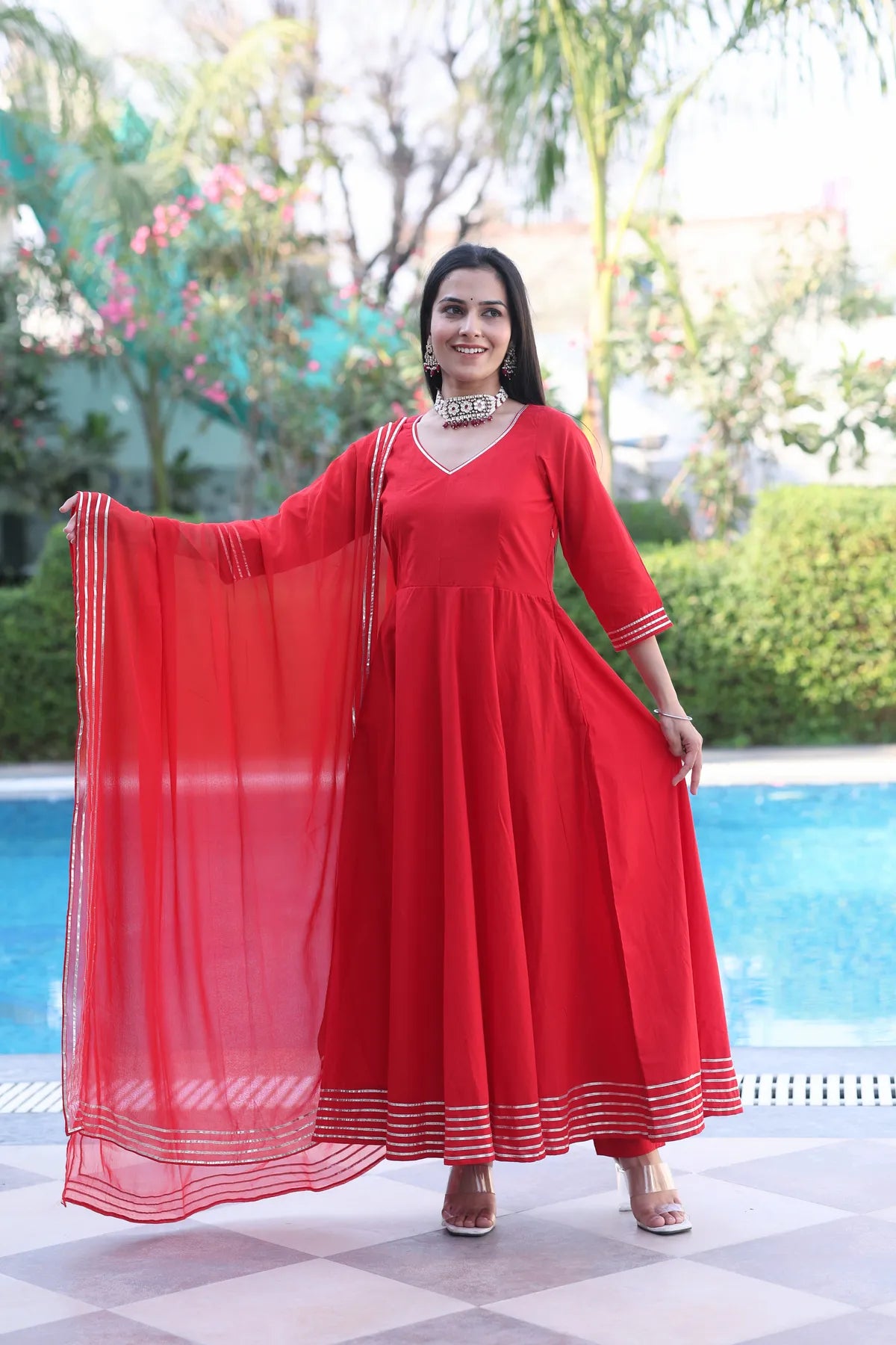 Surkh Lal Anarkali Suit Set