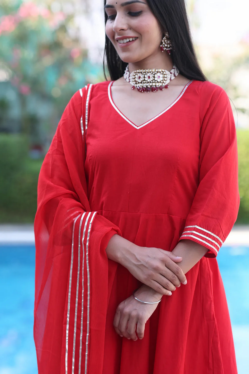 Surkh Lal Anarkali Suit Set