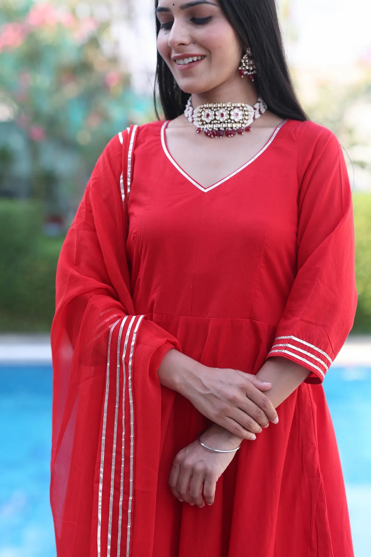 Surkh Lal Anarkali Suit Set