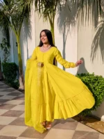 Marigold Anarkali Suit Set